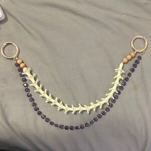 Purple Bead and Ivory Leaf Layered Bag Lei - Women Jewelry